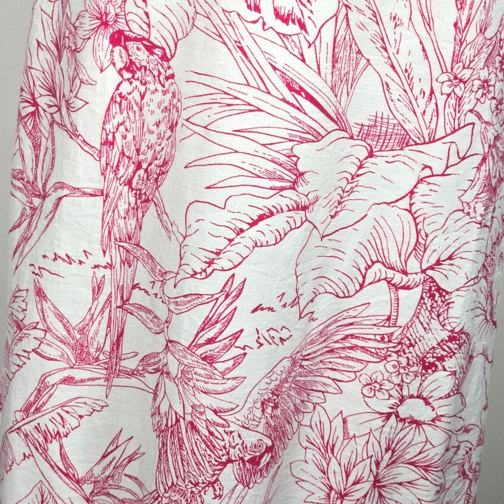 Express One Shoulder Midi Dress Womens Medium Pink White Tropical Floral Ruffle - Picture 6 of 9